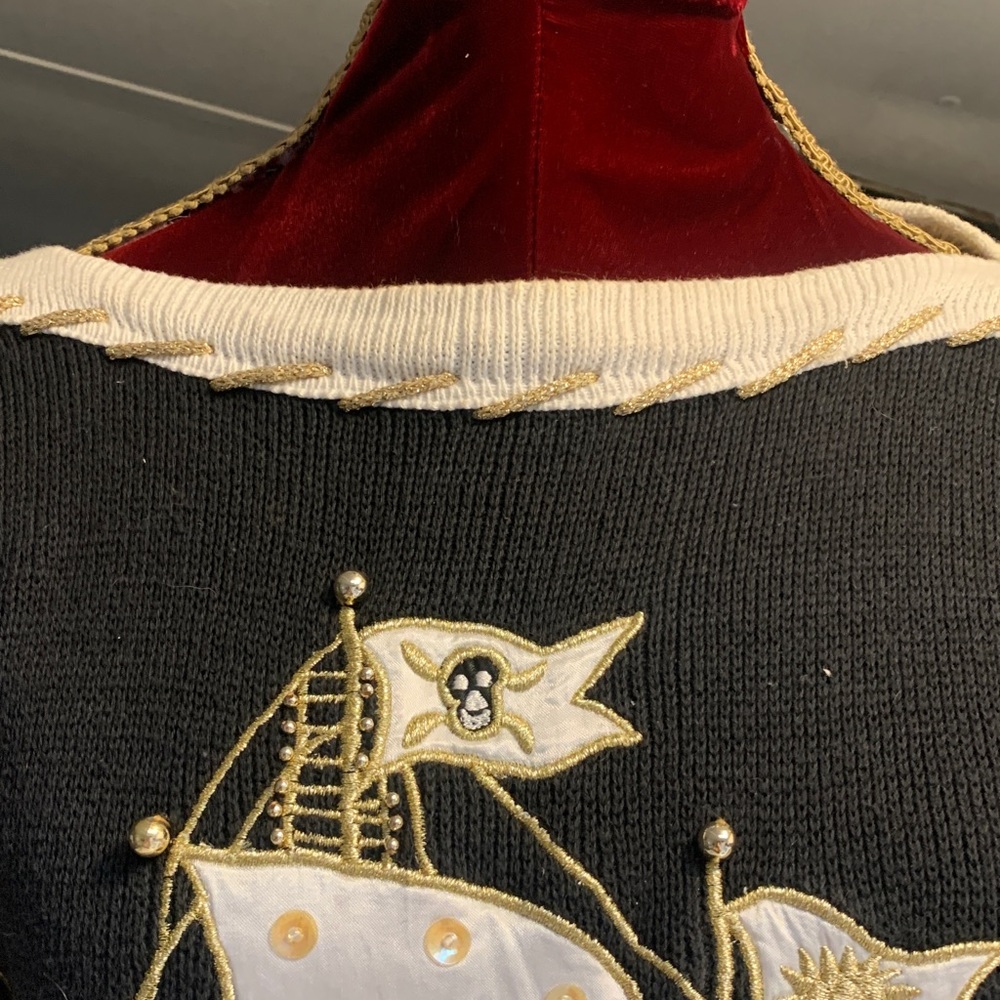 Sandylo Vintage  Nautical Sweater with Embellised Ship Design - Picture 3 of 11